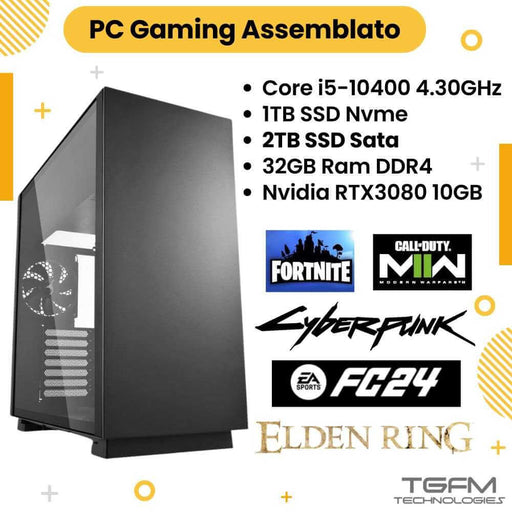 Computer Fisso GAMING Ricondizionato | Intel Core i5-10400 | Nvidia RTX 3080 16GB | 1TB SSD Nvme | 2TB SSD | 32GB RAM DDR4