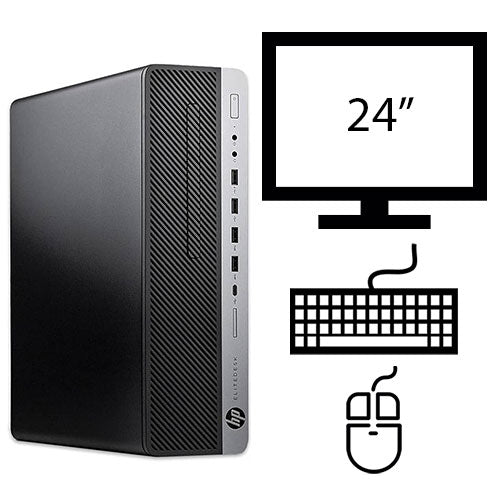 PC Completo HP EliteDesk 800 G3 SFF | Core i5 6^gen | Completo di Monitor 24 pollici Tastiera e Mouse | Postazione Completa DESKTOP SOLO DA Hp