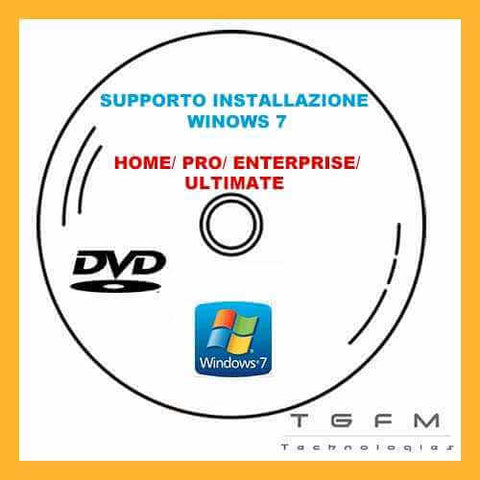 DVD Disco avviabile installazione, WINDOWS 7, 32/64 bit, licenza PRO  inclusa