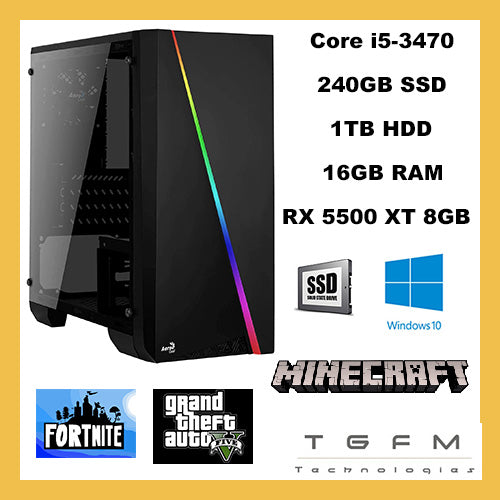 DESKTOP GAMING | Core i5 | 240GB SSD + 1TB HDD | 16GB RAM DDR3 | AMD RX5500 XT 8GB DESKTOP SOLO DA TGFM Technologies